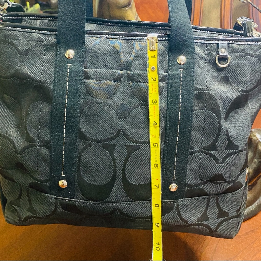 Coach Black Monogram Shoulder Bag with Adjustable Strap - Picture 16 of 16